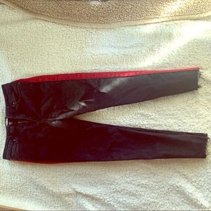 Forever 21 black skinny jeans w/ red side stripe